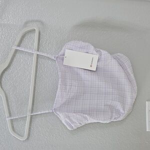 Seersucker check strappy tank